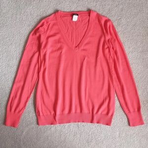 J. Crew Women’s V-Neck Sweater Coral Salmon Pink Size M